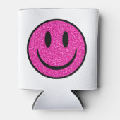 Roze Glitter Smile Face Blikjeskoeler (Voorkant)