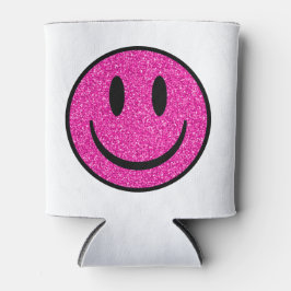 Roze Glitter Smile Face Blikjeskoeler