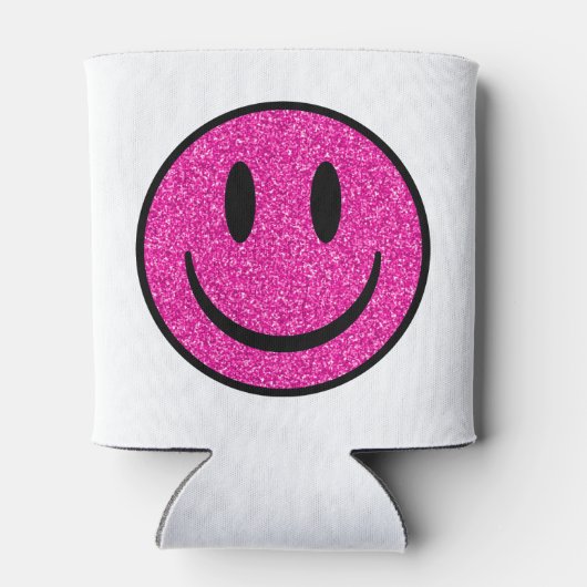 Roze Glitter Smile Face Blikjeskoeler (Achterkant)