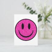 Roze Glitter Smile Face Briefkaart (Staand voorkant)