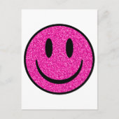 Roze Glitter Smile Face Briefkaart (Voorkant)