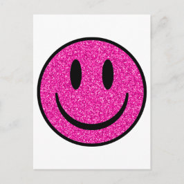 Roze Glitter Smile Face Briefkaart