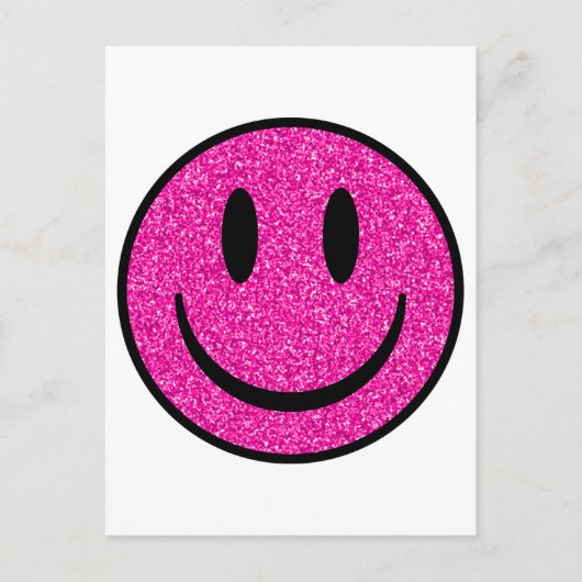 Roze Glitter Smile Face Briefkaart (Voorkant)