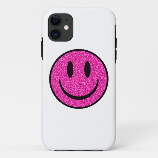 Roze Glitter Smile Face Case-Mate iPhone Case (Achterkant)