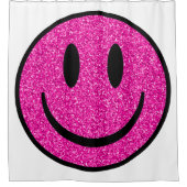 Roze Glitter Smile Face Douchegordijn (Voorkant)