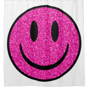 Roze Glitter Smile Face Douchegordijn
