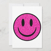 Roze Glitter Smile Face Feestdagenkaart (Voorkant)