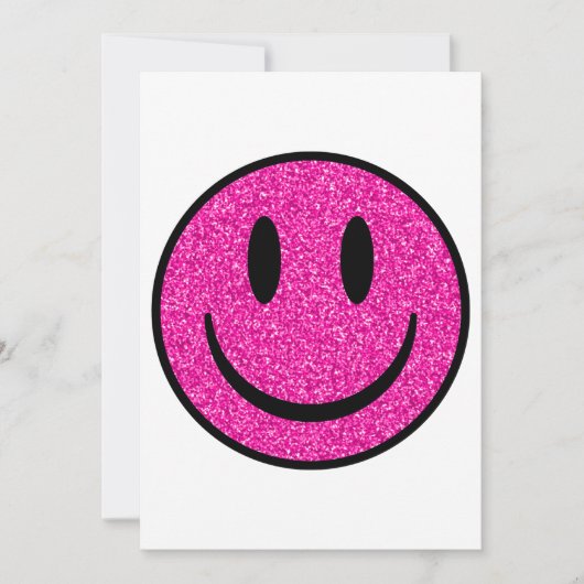 Roze Glitter Smile Face Feestdagenkaart (Voorkant)