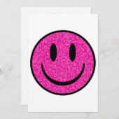 Roze Glitter Smile Face Feestdagenkaart (Voorkant / Achterkant)