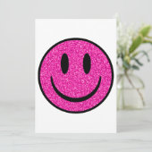 Roze Glitter Smile Face Feestdagenkaart (Staand voorkant)