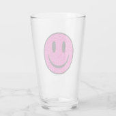 Roze Glitter Smile Face Glas (Achterkant)