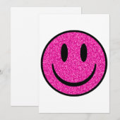 Roze Glitter Smile Face Kaart (Voorkant / Achterkant)