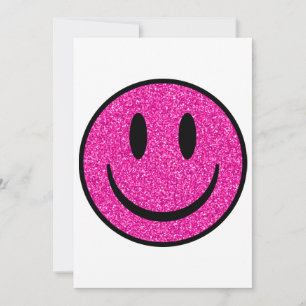 Roze Glitter Smile Face Kaart