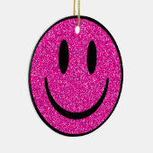Roze Glitter Smile Face Keramisch Ornament (Rechts)