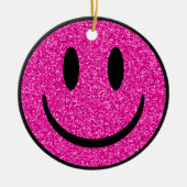 Roze Glitter Smile Face Keramisch Ornament (Voorkant)