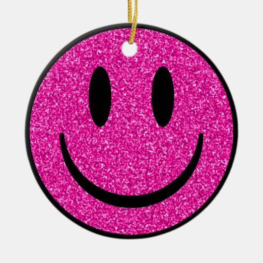Roze Glitter Smile Face Keramisch Ornament (Voorkant)