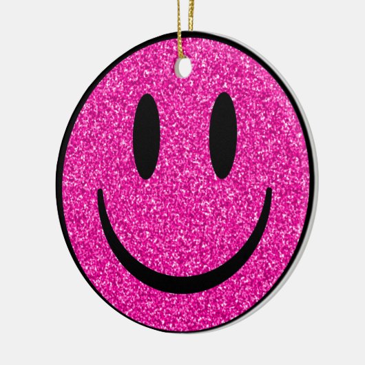 Roze Glitter Smile Face Keramisch Ornament (Links)