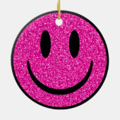Roze Glitter Smile Face Keramisch Ornament (Achterkant)
