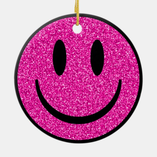 Roze Glitter Smile Face Keramisch Ornament (Achterkant)