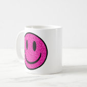 Roze Glitter Smile Face Koffiemok (Voorkant links)