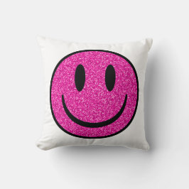 Roze Glitter Smile Face Kussen