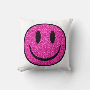 Roze Glitter Smile Face Kussen