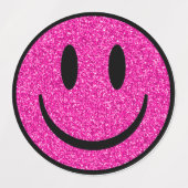 Roze Glitter Smile Face Labels (Design 2)