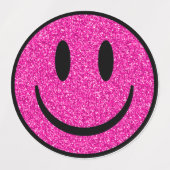 Roze Glitter Smile Face Labels (Design 1)