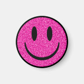 Roze Glitter Smile Face Magneet (Voorkant)