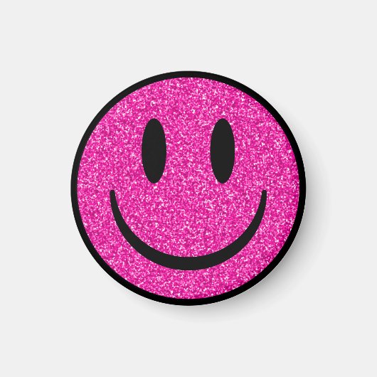 Roze Glitter Smile Face Magneet (Voorkant)