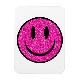 Roze Glitter Smile Face Magneet