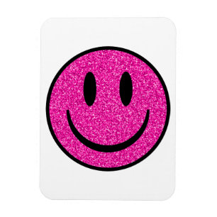 Roze Glitter Smile Face Magneet