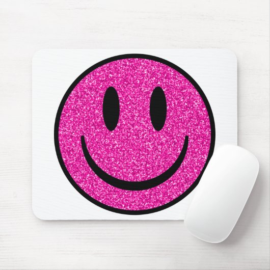 Roze Glitter Smile Face Muismat (Met muis)