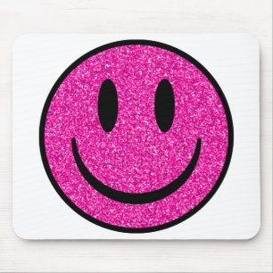 Roze Glitter Smile Face Muismat