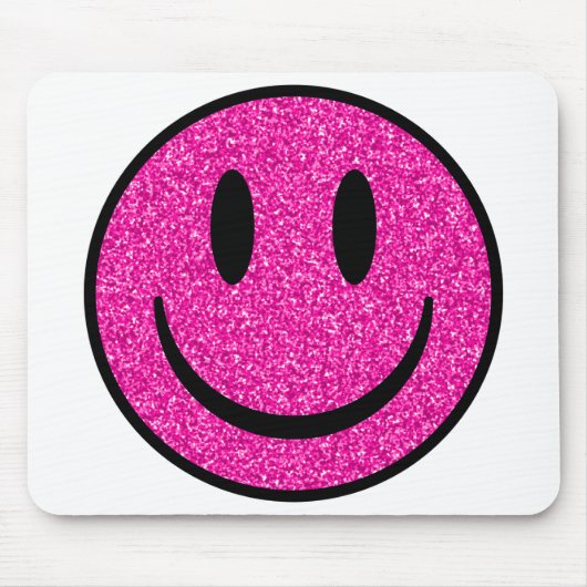 Roze Glitter Smile Face Muismat (Voorkant)