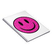 Roze Glitter Smile Face Notitieboek (Rechterzijde)