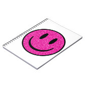 Roze Glitter Smile Face Notitieboek (Linkerzijde)