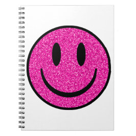 Roze Glitter Smile Face Notitieboek
