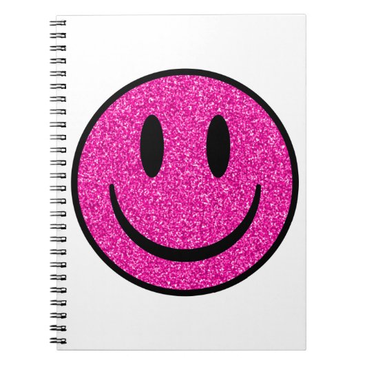 Roze Glitter Smile Face Notitieboek (Voorkant)