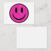 Roze Glitter Smile Face Notitiekaartje (Voorkant / Achterkant)