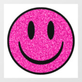 Roze Glitter Smile Face Raamsticker (Vel)