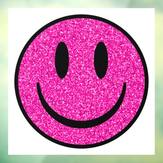 Roze Glitter Smile Face Raamsticker (Vel 3)