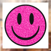Roze Glitter Smile Face Raamsticker (Vel 2)