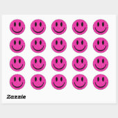 Roze Glitter Smile Face Ronde Sticker (Vel)