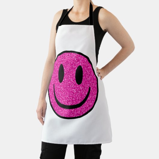 Roze Glitter Smile Face Schort (Insitu)