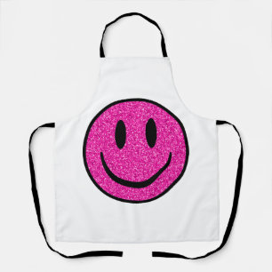 Roze Glitter Smile Face Schort