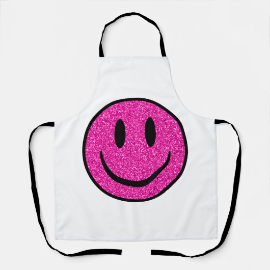 Roze Glitter Smile Face Schort (Voorkant)