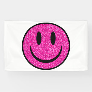 Roze Glitter Smile Face Spandoek