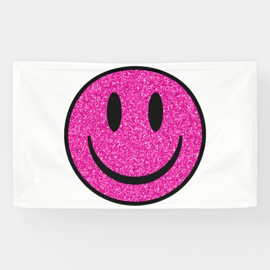 Roze Glitter Smile Face Spandoek (Horizontaal)