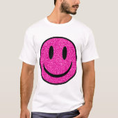 Roze Glitter Smile Face T-shirt (Voorkant)